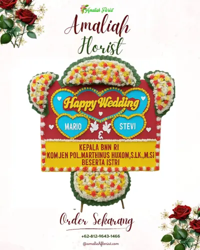 Karangan Papan Bunga Pernikahan di Pringgokusuman